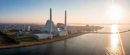 Aerial view of the ECO ESG green power station.の写真素材
