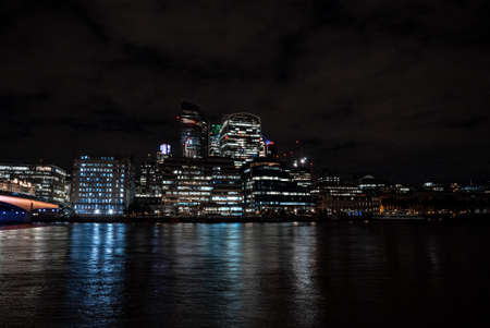 Panoramic view of the London financial district with many skyscrapersの写真素材