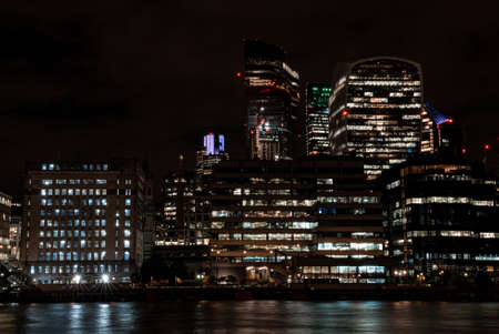 Panoramic view of the London financial district with many skyscrapersの写真素材