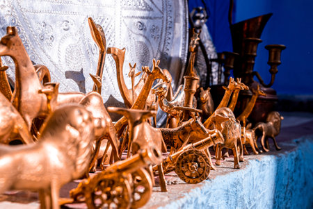 Souvenirs for sale at chefchaouen the blue city in the Moroccoの写真素材