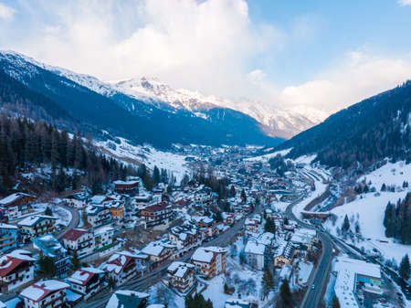 Ski resort town of St. Anton am Arlberg in Austriaの写真素材