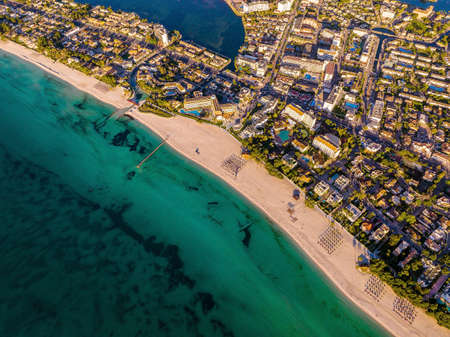 Aerial view of the beach in Palma de Mallorcaの写真素材