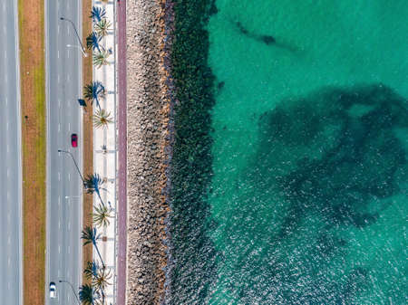 Aerial view of the highway near Palma de Mallorcaの写真素材