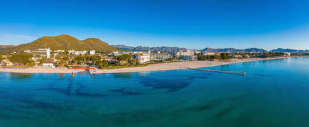 Aerial view of the beach in Palma de Mallorcaの写真素材