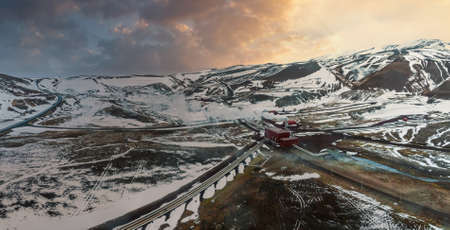 Aerial view of the Krafla Power Plant in Iceland.