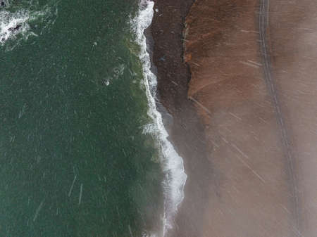 Aerial Icelandic landscape at Ketubjorg in the evening dusk.