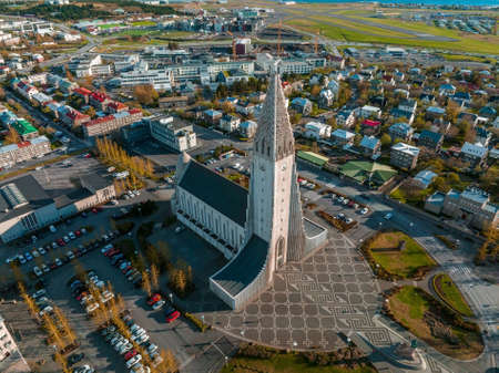 Hallgrimskirkja Church in Reykjavik.の写真素材