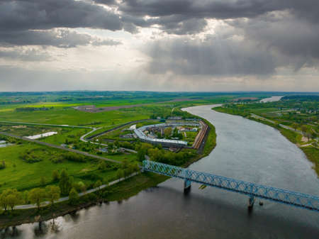 Beautiful aerial panoramic view shot of Daugavpils cityの写真素材