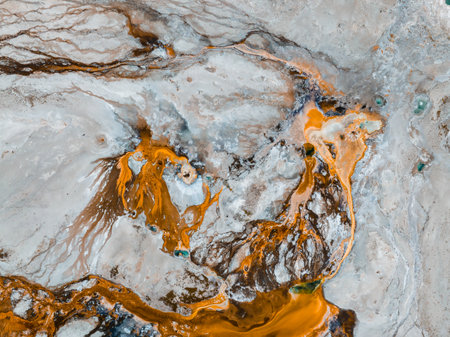 Upper Geyser Basin of Yellowstone National Park, Wyomingの写真素材