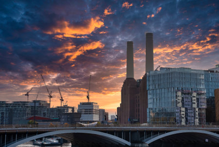 New Battersea Power Station in London England UK operating as a new shopping mallの写真素材