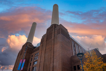 New Battersea Power Station in London England UK operating as a new shopping mallの写真素材
