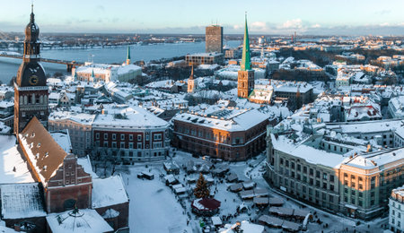 Beautiful Christmas market in the center of the old town in Rigaの写真素材