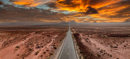 Aerial view of the Rock formations in the Monument valley.