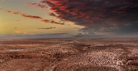 Aerial view of the Rock formations in the Monument valley.の写真素材