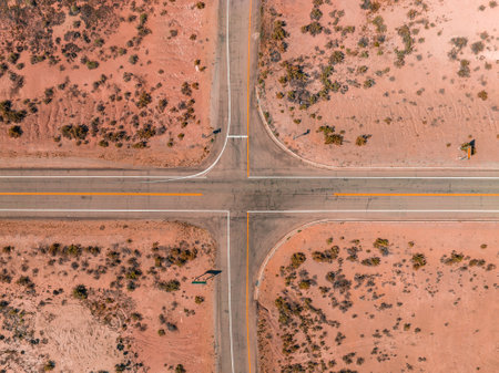 Panoramic image of a lonely, seemingly endless road in the desert of Southern Arizona.