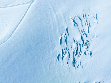 Aerial view of Great Aletsch Glacier, the largest glacier in the Alps and UNESCO heritageの写真素材