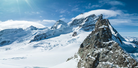 Aerial panorama view of the Sphinx Observatory on Jungfraujoch - Top of Europeの写真素材