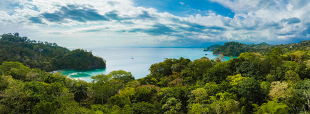 Aerial view of Manuel Antonio National Park in Costa Rica.の写真素材