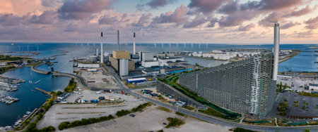 Amager Bakke, Amager Hill or Amager Slope or Copenhill - a heat and power waste-to-energy plantの写真素材
