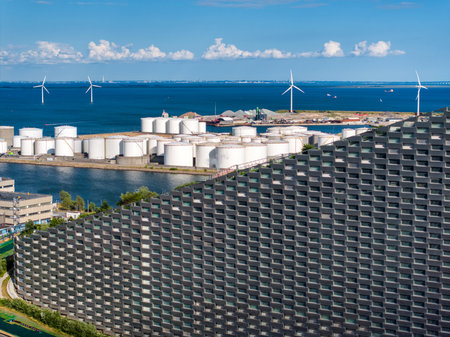 Amager Bakke, Amager Hill or Amager Slope or Copenhill - a heat and power waste-to-energy plantの写真素材