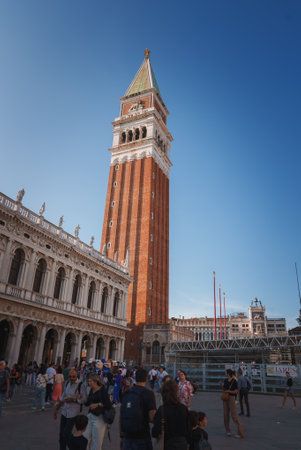 Group of People Standing in Front of San Marco Clock Tower, Venice, Italy - Renaissance Architectureの写真素材