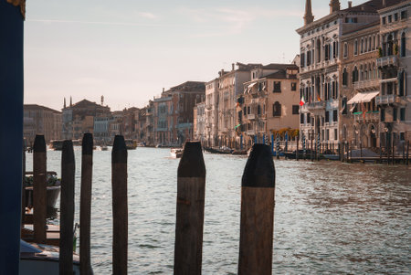 Tranquil View of Grand Canal in Venice, Italy with Calm Waters and Serene Atmosphereの写真素材