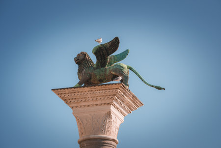 View at Lion of Venice at Piazza San Marco in Veniceの写真素材
