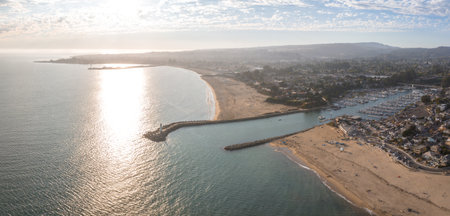 Aerial view of the Capitola beach town in California, USA.の写真素材