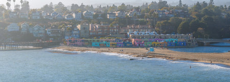 Aerial view of the Capitola beach town in California, USA.の写真素材