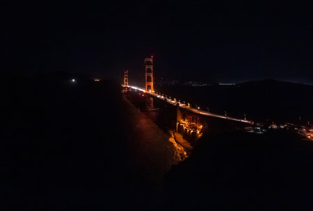 Famous Golden Gate Bridge, San Francisco at night, USA