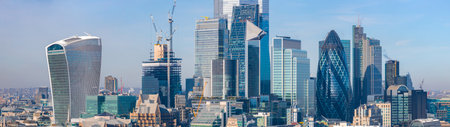 Panoramic view of the city of London business district.の写真素材
