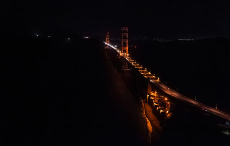 Famous Golden Gate Bridge, San Francisco at night, USAの写真素材