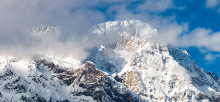 Sunlit, SnowCapped Peaks at the Engelberg Ski Resort in Switzerland.