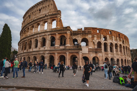 Colosseum in Rome, Italy. Ancient Roman Colosseum is one of main tourist attractions in Europe.の写真素材