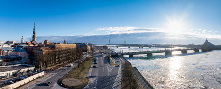 Beautiful aerial Riga view from above.