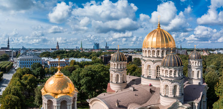 Beautiful aerial Riga view from above.