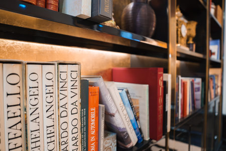 Luxury Art and Culture Books Display in Elegant Rome Hotel