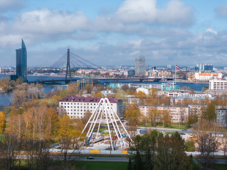 Construction of the observation wheel in Riga, Latvia.