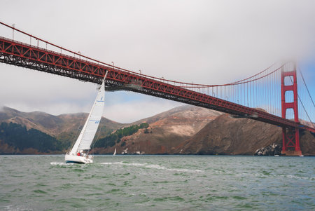 Golden Gate Bridge Over San Francisco Bay, Californiaの写真素材