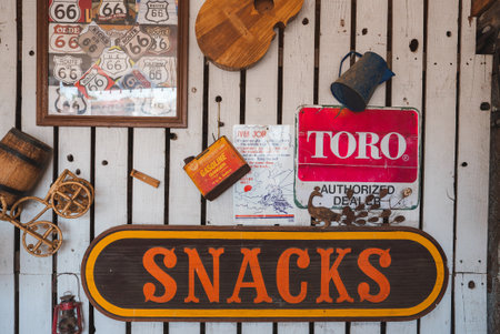Vintage Americana Decor, Barstow, Route 66 SNACKS and Signs