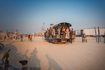 Colorful Festival Scene Desert Music and Art Car Adventure
