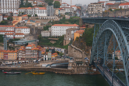 Picturesque View of Porto with Dom Luis I Bridge and Douro Riverの写真素材