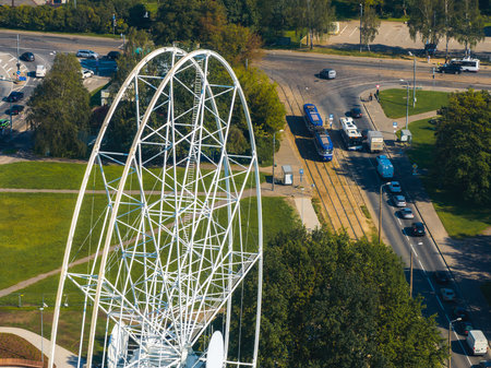 Construction of the observation wheel in Riga, Latvia.の写真素材