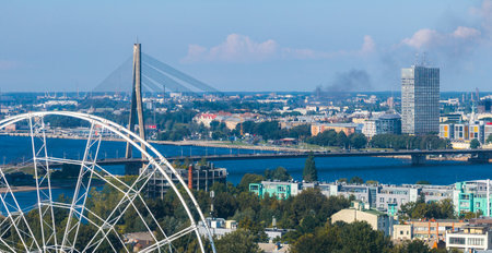 Construction of the observation wheel in Riga, Latvia.の写真素材
