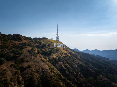 Aerial View of Hollywood Sign and Surrounding Hillsの写真素材
