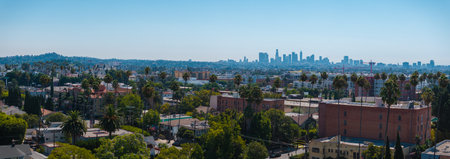 Aerial View of Los Angeles Skylineの写真素材