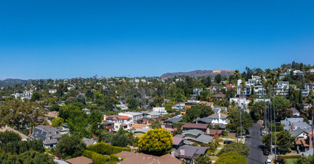 Aerial View of Residential Area in Hollywood Districtの写真素材