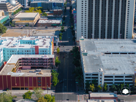 Aerial View of Renos Urban Landscape with Diverse Architectureの写真素材