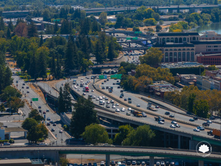 Aerial View of Sacramentos Highway Network and Urban Landscape