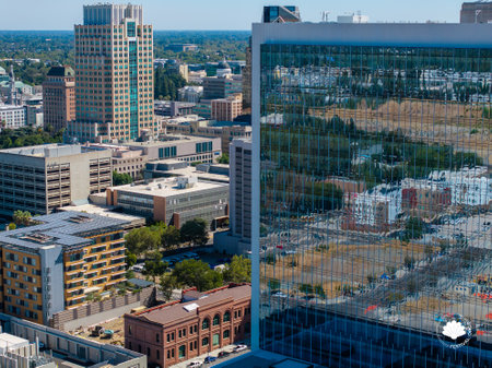 Aerial View of Sacramento with California State Capitol Domeの写真素材